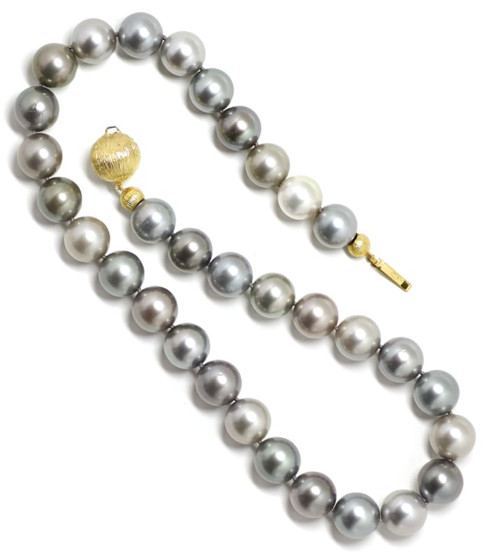 Foto 4 - Riesige Tahiti Perlenkette 13mm 18K Gold Kugelschloß, Q2310