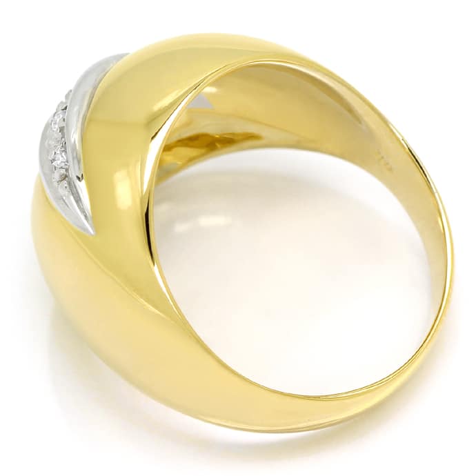 Foto 3 - Gold-Bandring breit mit Diamanten in Weißgold Streifen, S1396